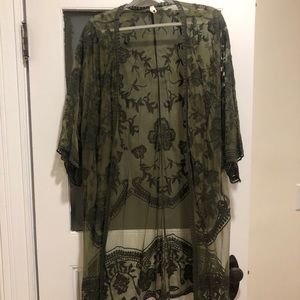 Olive lace kimono